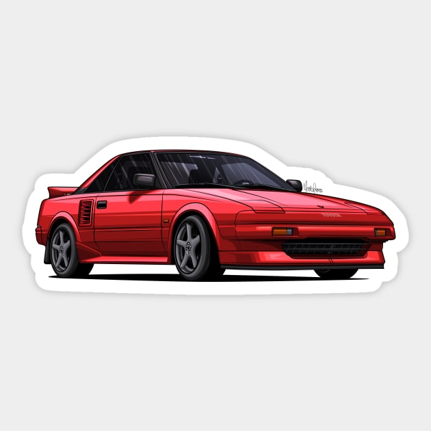 Toyota MR2 SW11 Red - Digital drawing Sticker by Mario Ramos Rally Art